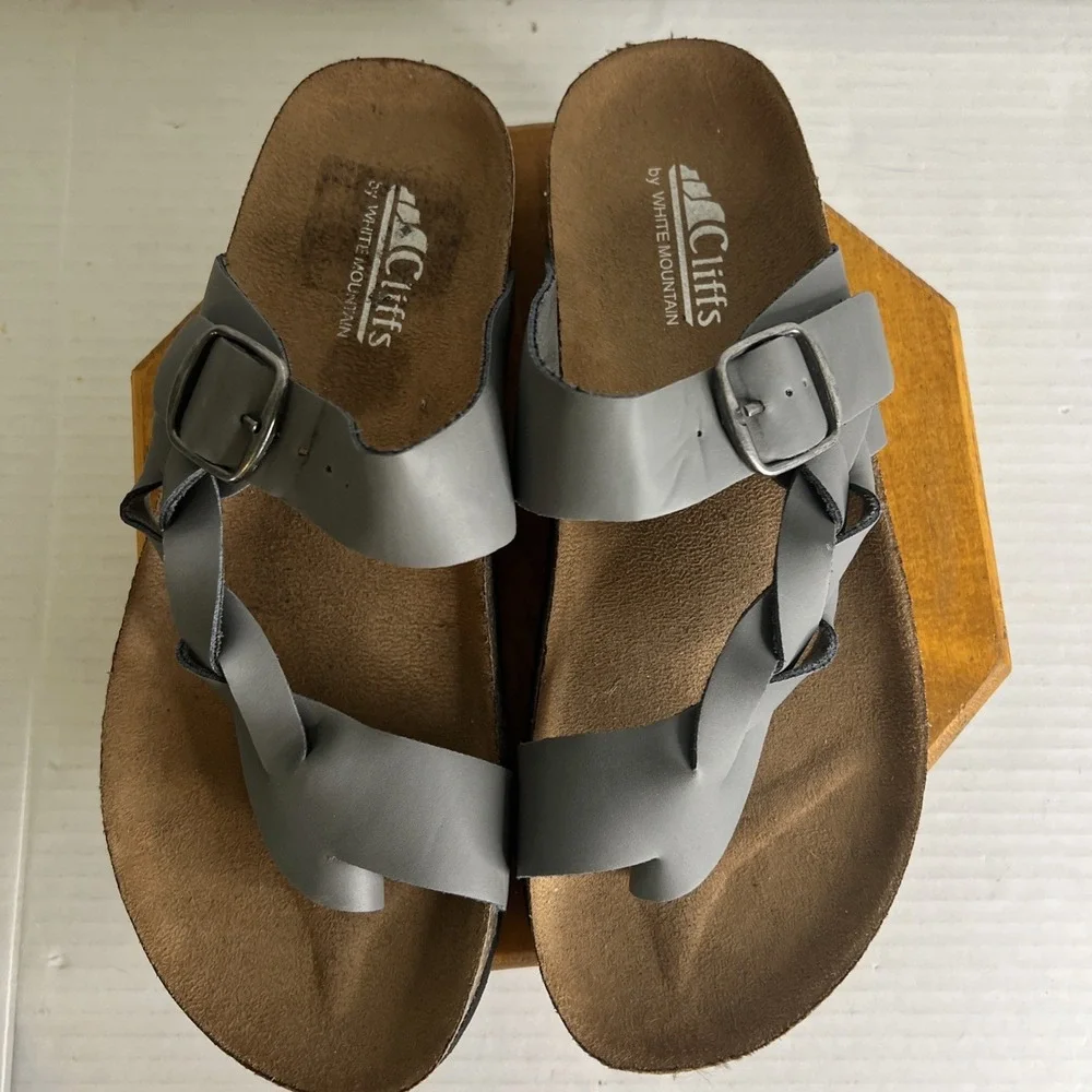 Cliffs By White Mountain Sandals Womens 7.5 M Gionna Slip‎ On Flip Flops Grey
